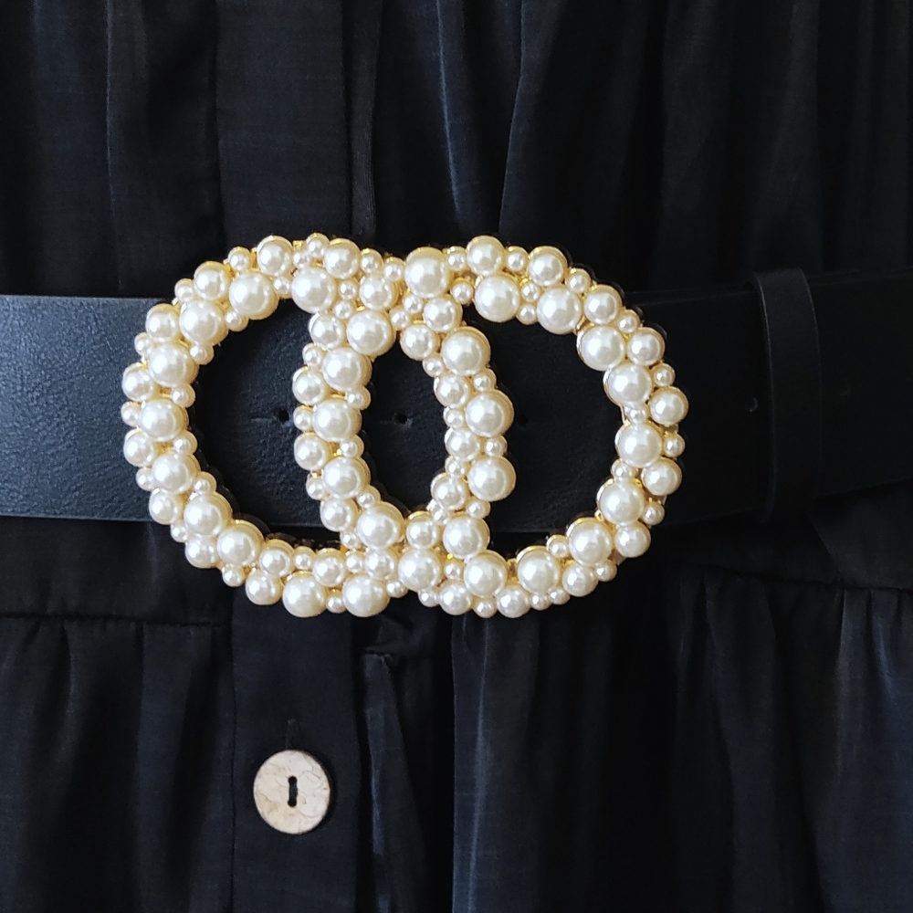 Gold Double O Pearl Ring Belt